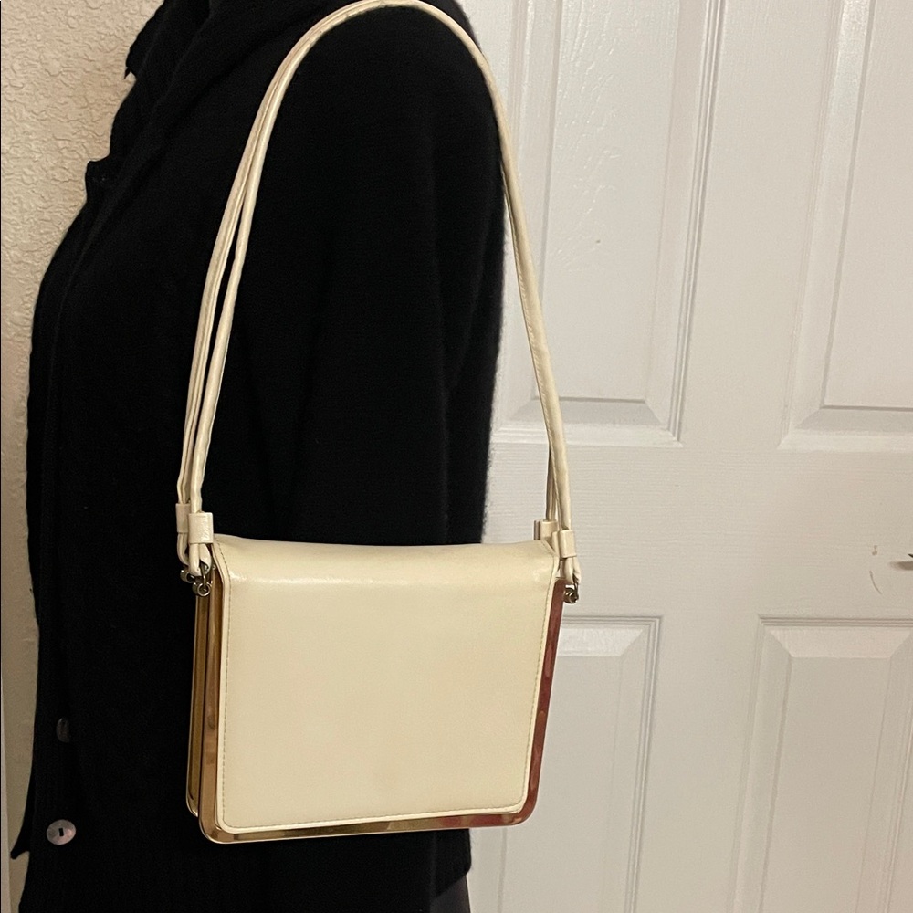 Vintage Markay Elegant Off White & Gold Shoulder Bag